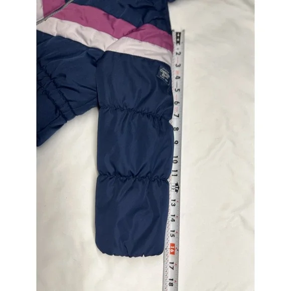 OshKosh B'gosh Winter Jacket Girls Coat Size 5/6 Cute!! Blue Pink Retro Stripes - Picture 11 of 13